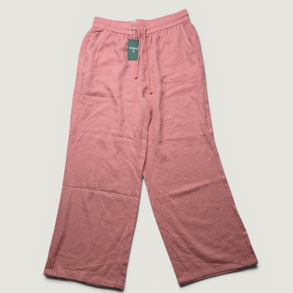 NEW Halara Womens XL Tall Wide Leg Pants Pink Viscose Nylon Elastic Waist NWT